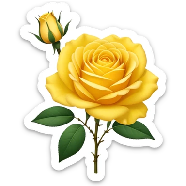 single Sunshine Yellow Tea Rose, straight stem sticker