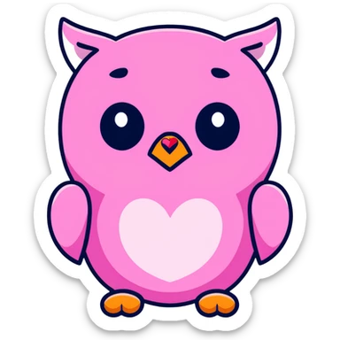 a pink owl in love with a bear, heart eyes, romantic sticker