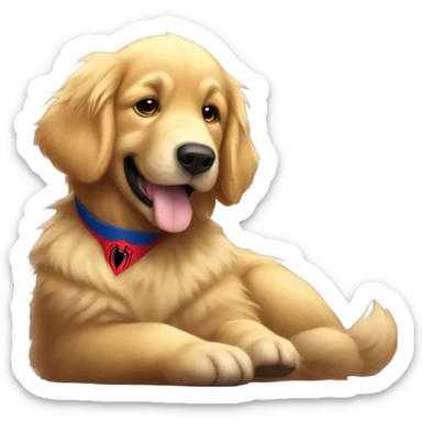 Golden Retriever Ln. on Spider-Man’s lap sticker