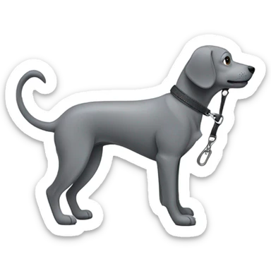 Gray Dog walks on a leash sticker