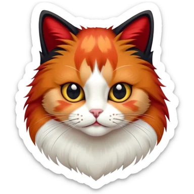 Half red half black cat sticker