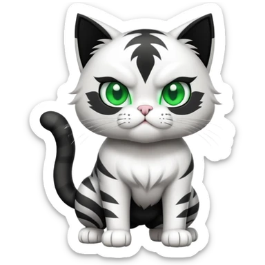 Super Hyper Muscular Cat with a 10 pack full body black and white and green eyes  sticker