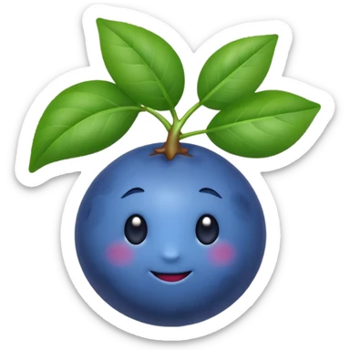 Un emoji fruit myrtille avec des feuilles sticker