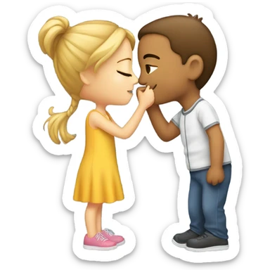 Girl giving cheeck kiss to a boy sticker