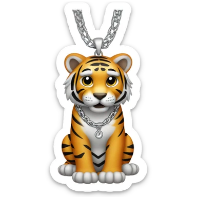 Tiger wearing a silver chain necklace  sticker