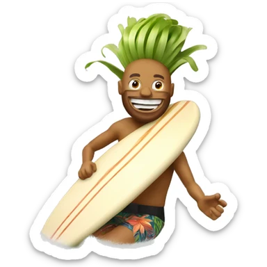 Maui onion riding a wave on a surf board  sticker