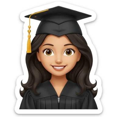 a pretty tan bratz girl with black wavy long hair graduating sticker