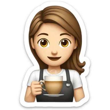 A female barista pouring latte art sticker