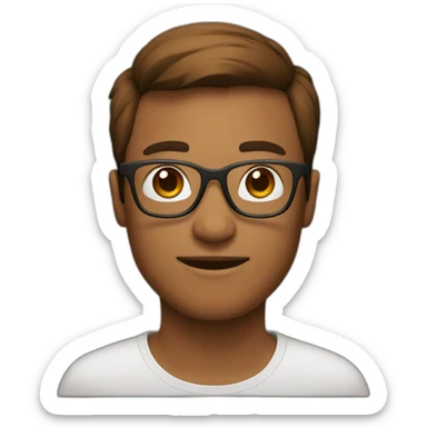 tech person, brown hear, glasses sticker
