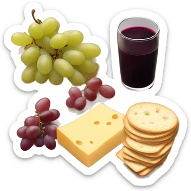 Charcuterie board with cheese grapes bread and crackers sticker