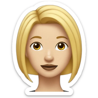 Blond lady with shoulder length bob haircut and a black and white Pitbull sticker