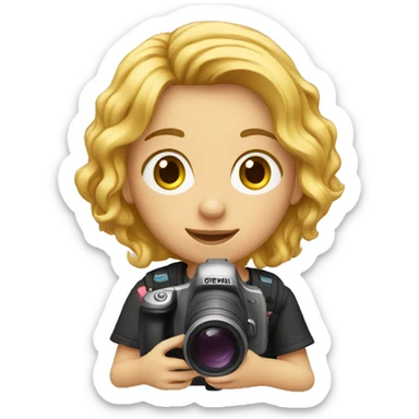 young content creator with video camera sticker