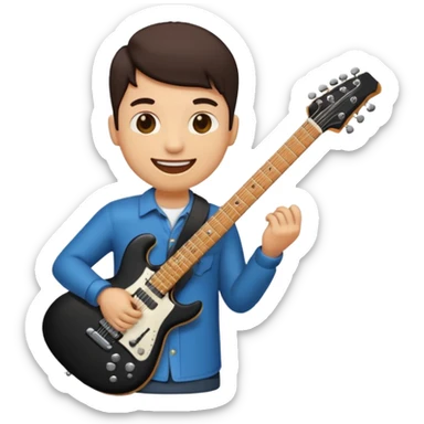🙂 bu emojinin elinde eloktronik gitar olsun elektronik gitar siyah olsun sticker