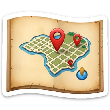 a map with a pin sticker