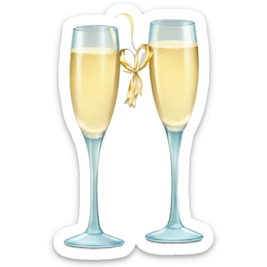 Champagne glasses with bow on stem toasting  sticker