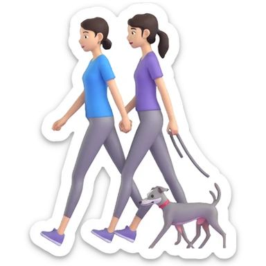 Beautiful Asian girl walking a solid grey Italian greyhound with absolutely no white markings, completely grey dog sticker
