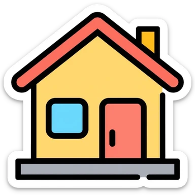 house with roof and door, home icon sticker