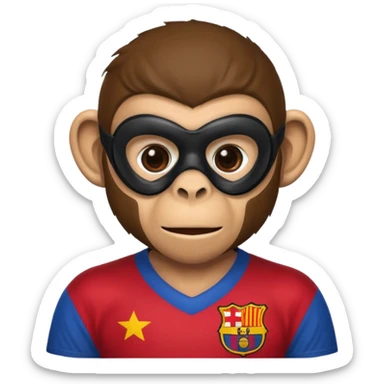 Monkey with Barcelona shirt and black mask on His face sticker