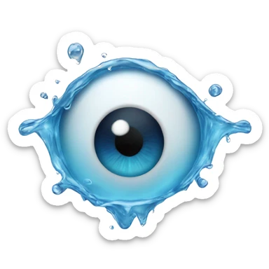 water spilling from eyeball sticker