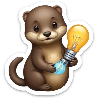 otter hugging a lightbulb sticker