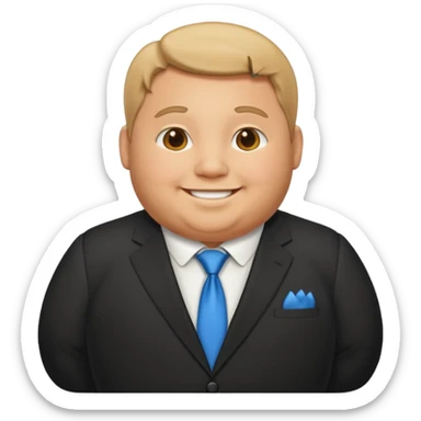 A chubby funny person in a formal suit sticker