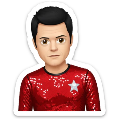 Johnny Knoxville from Jackass with black hair, red sequin outfit sticker