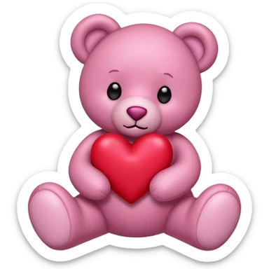Pink bear with heart sticker