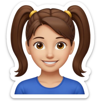 a brown haired girl  in a high ponytail but make her really pretty with brown eyes sticker