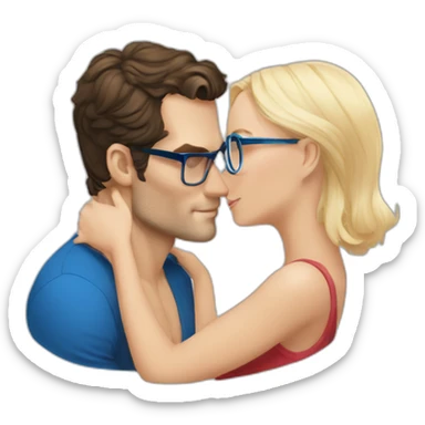Henry Cavill kissing blond woman with glasses, with blue eyes with very very short hair sticker