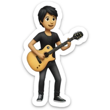 Guitar coach dark short hair playing a black guitar sticker