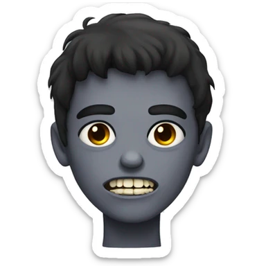 teen white boy zombie with dark hair and dark eyes sticker