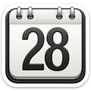 calendar with number 28, bold black numbers sticker