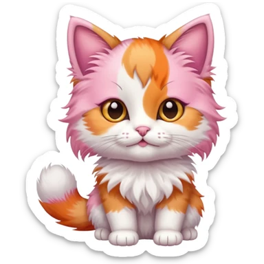 calico kitten holding a large sign sticker