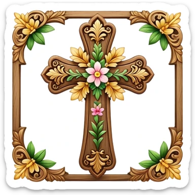 cross with flora sticker