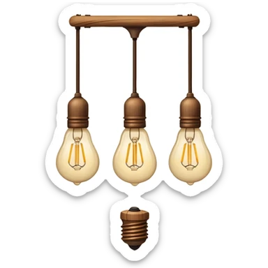 create an icon for a lamp with wooden stick and 3 bulbs hanging with a cable sticker