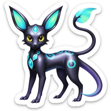 Shiny Ethereal Celestial Futuristic Modern Cyber-Salandit-Umbreon-Espeon-Hybrid (Full body) sticker