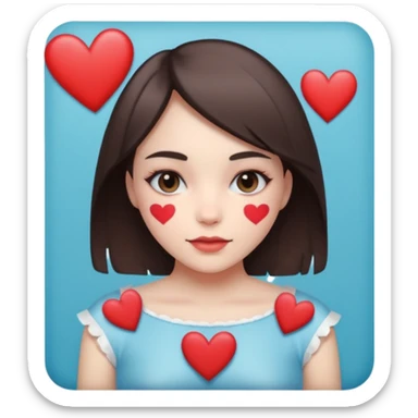 polaroid picture of a girl with hearts on it, taped up sticker