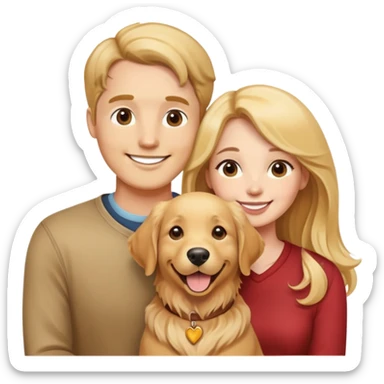 Husband and wife with a golden retriever  sticker