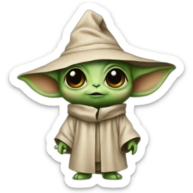 cutie alien whole body similar to baby yoda with a college mortarboard sticker