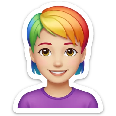White lesbian with short hair rainbow coloured skin sticker