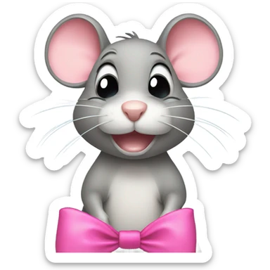 rat crying with pink bow  sticker