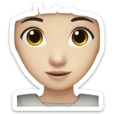 pale skinned girl with black hair bangs sticker