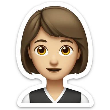 ogirl teacher with straight short brown hair and bang sticker