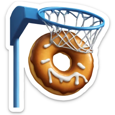 Donut in basketball hoop sticker