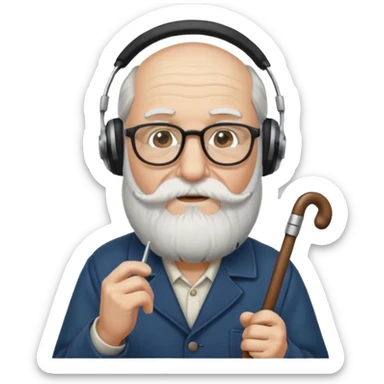 Anciano barba blanca larga bastón aufifono lentesb sticker