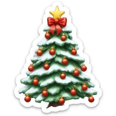Aesthetic Christmas Tree with snow and red bows  sticker