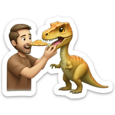 crazy man eating perogis on a dinosaur sticker