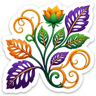 dark colorful filigree design, leaf shapes, flower shapes, nature shapes, toxic nature, toxic plants sticker