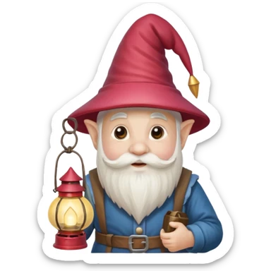 gnome with lantern sticker