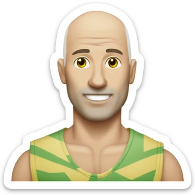 Bald Caucasian man with cornhole board  sticker